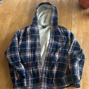 North Face Campshire Sherpa lined hoodie plaid jacket.